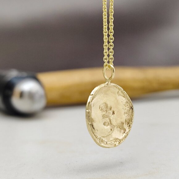 Gold necklace. 14 karat solid yellow gold necklace Raw pendant. Handmade pendant - Picture 6 of 15